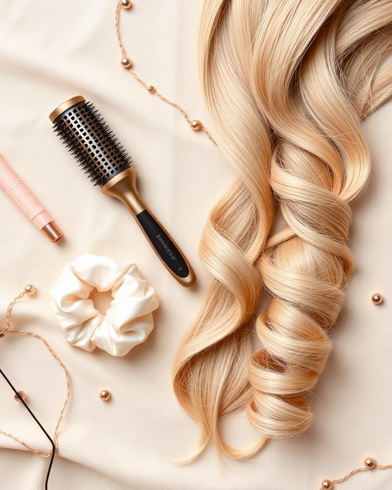 Soft face-framing curtain bangs on loose waves